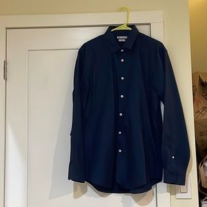 Zara men’s casual slim fit button down, navy blue